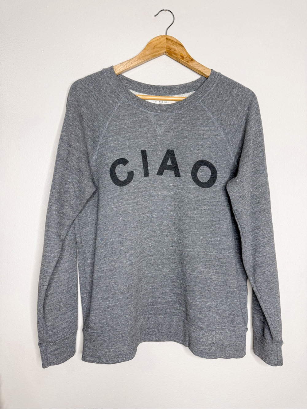 Anthropologie Gray CIAO Pullover Sweatshirt - Dark Lettering